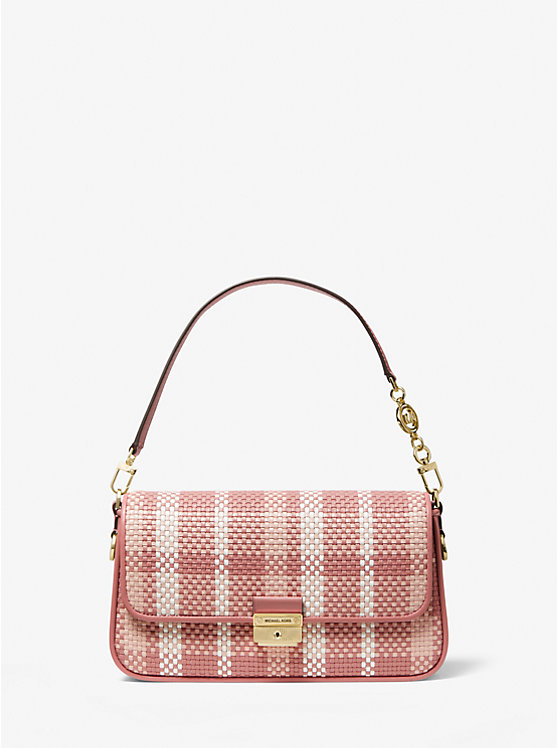 Női Michael Kors Bradshaw Small Woven Leather Convertible Válltáska Rózsaszín | HU1181AHS