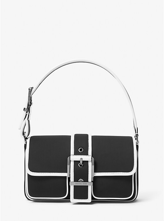 Női Michael Kors Colby Medium Two-Tone Neoprene Válltáska BLACK/WHITE | HU1191QMC