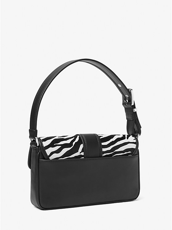 Női Michael Kors Colby Medium Zebra Print Calf Hair Válltáska Fekete | HU1192QMV