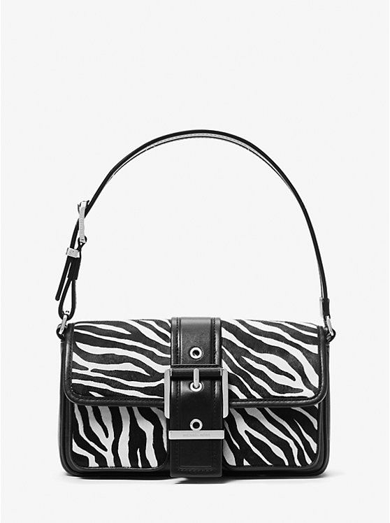 Női Michael Kors Colby Medium Zebra Print Calf Hair Válltáska Fekete | HU1192QMV