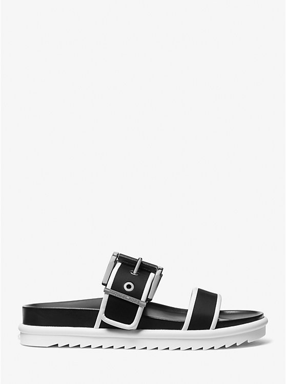 Női Michael Kors Colby Two-Tone Neoprene Slide Szandál OPTIC WHITE/BLK | HU1839BEC