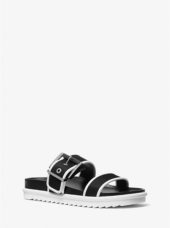 Női Michael Kors Colby Two-Tone Neoprene Slide Szandál OPTIC WHITE/BLK | HU1839BEC