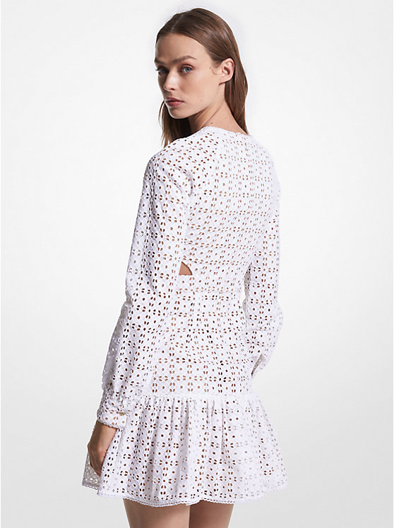 Női Michael Kors Cotton Eyelet Cutout Mini Ruha Fehér | HU1285AHI