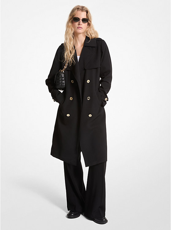 Női Michael Kors Draped Woven Trench Coat Kabát Fekete | HU1362GSR