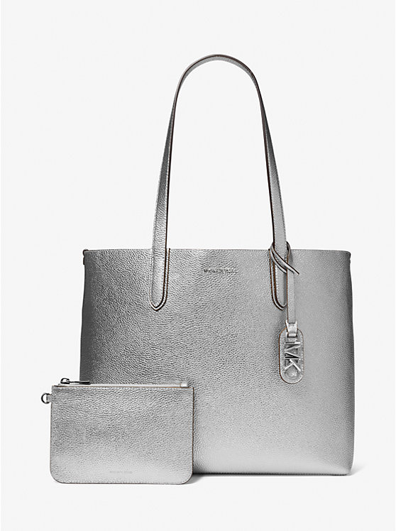 Női Michael Kors Eliza Extra-Large Metallic Pebbled Leather Reversible Tote Titán | HU1248TCN