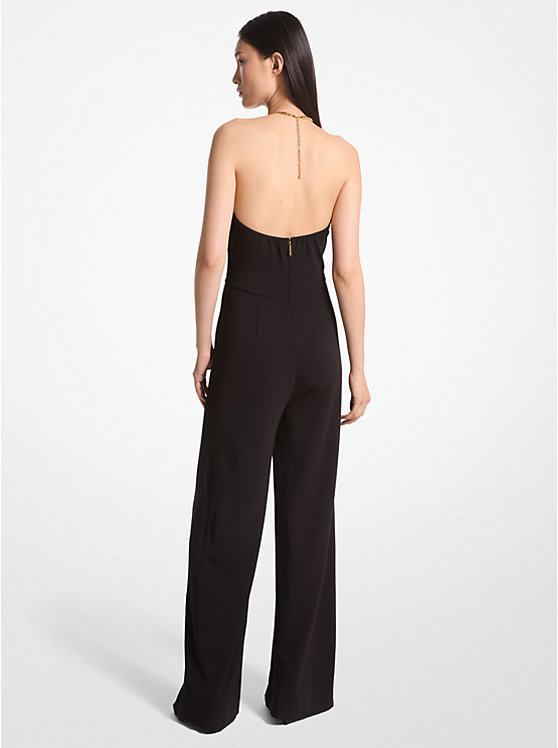 Női Michael Kors Embellished Stretch Matte Jersey Halter Jumpsuit Ruha Fekete | HU1290YXD