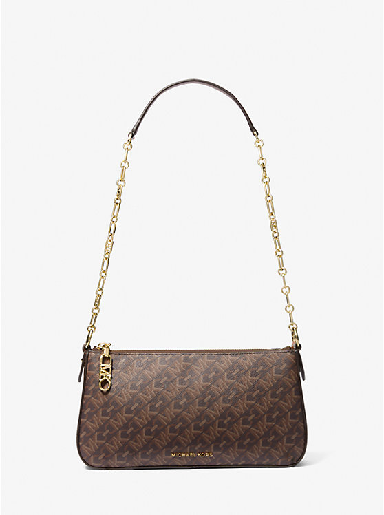 Női Michael Kors Empire Medium Chain-Link Pochette Válltáska BROWN/LUGGAGE | HU1206GSP