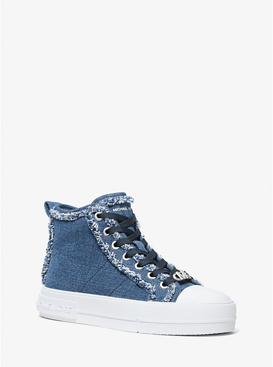 Női Michael Kors Evy Frayed Denim High-Top Sportcipő DENIM | HU1983SGR