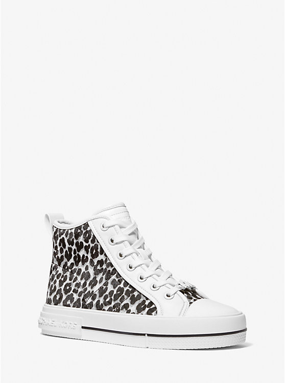 Női Michael Kors Evy Leopard Print Calf Hair High-Top Sportcipő Fekete | HU1985FDY