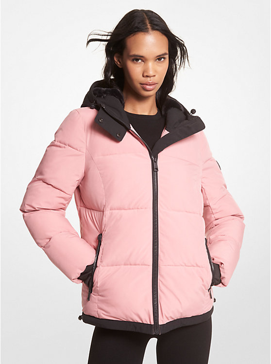 Női Michael Kors Faux Fur-Trim Quilted Puffer Kabát Királykék Rózsaszín | HU1374MQH