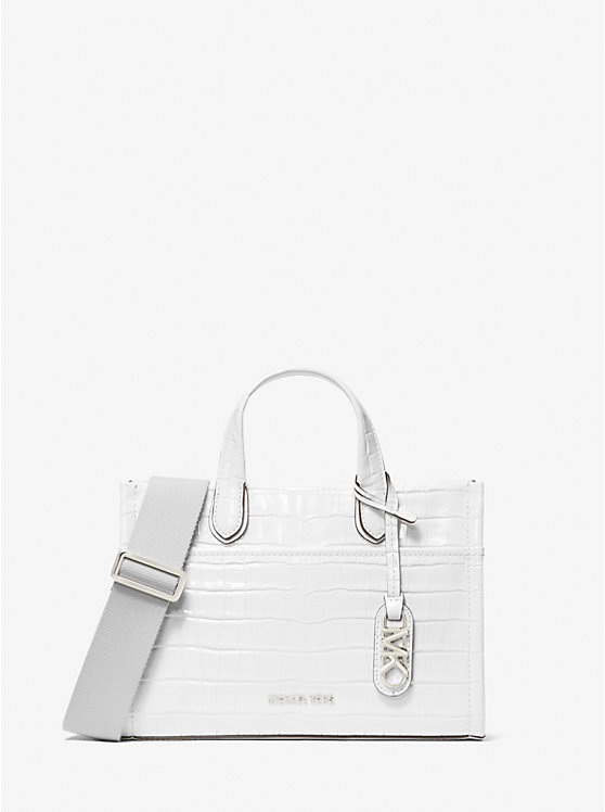 Női Michael Kors Gigi Small Crocodile Embossed Leather Messenger Táska Fehér | HU1155HAD