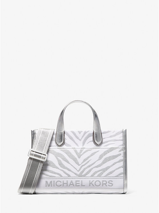 Női Michael Kors Gigi Small Metallic Zebra Jacquard Messenger Táska Titán | HU1162VRZ