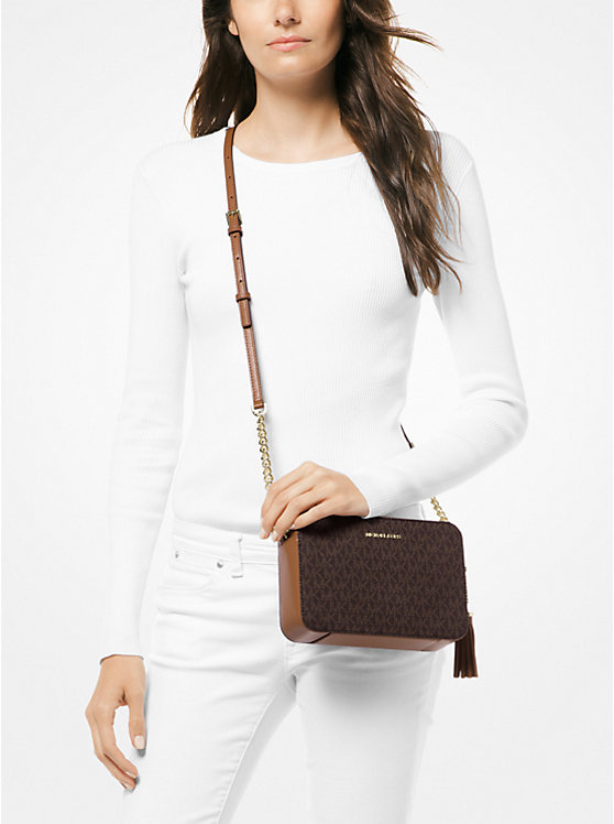 Női Michael Kors Ginny Medium Logo Crossbody Táska Barna | HU1084RVV