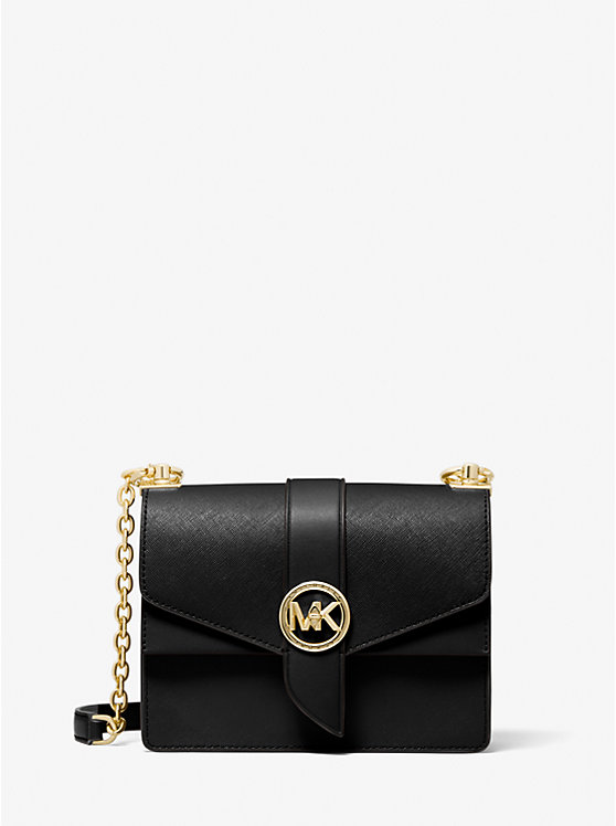 Női Michael Kors Greenwich Small Saffiano Leather Crossbody Táska Fekete | HU1087QMM