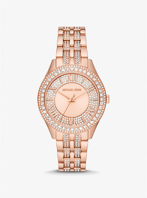 Női Michael Kors Harlowe Pavé Rose Gold-Tone Óra Rózsaszín Arany | HU1581MQU