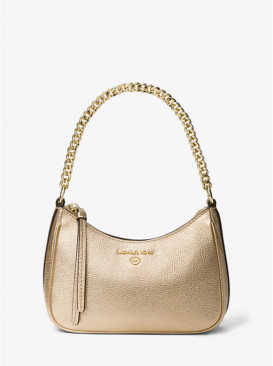 Női Michael Kors Jet Set Charm Small Metallic Pebbled Leather Pochette Válltáska Arany | HU1216NWZ