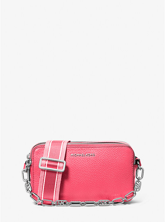 Női Michael Kors Jet Set Small Pebbled Leather Double-Zip Camera Crossbody Táska GERANIUM | HU1103HAG