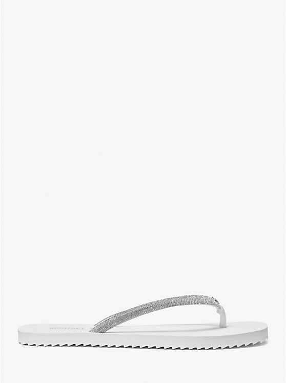 Női Michael Kors Jinx Crystal-Embellished Flip Flop Szandál Fehér | HU1886LIG