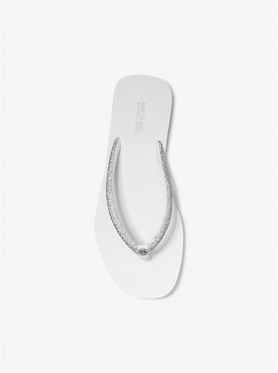 Női Michael Kors Jinx Crystal-Embellished Flip Flop Szandál Fehér | HU1886LIG