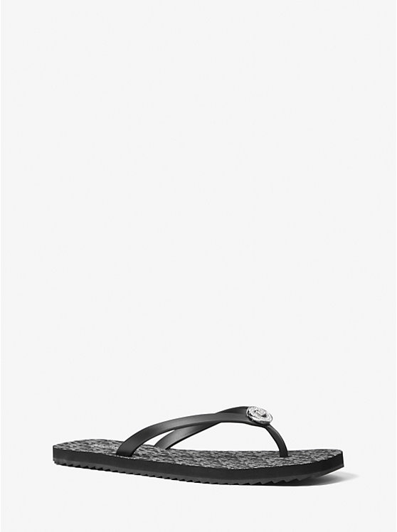 Női Michael Kors Jinx Logo Flip Flop Szandál BLACK/SILVER | HU1889CTK