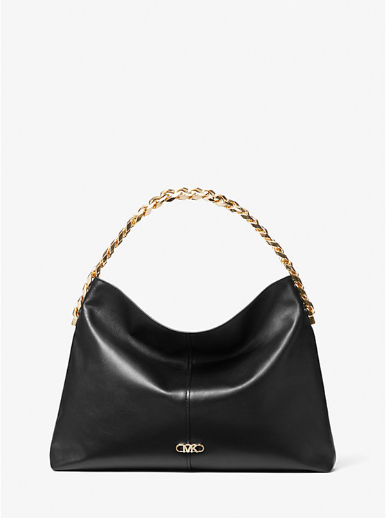 Női Michael Kors Jordyn Large Leather Hobo Válltáska Fekete | HU1218MQC