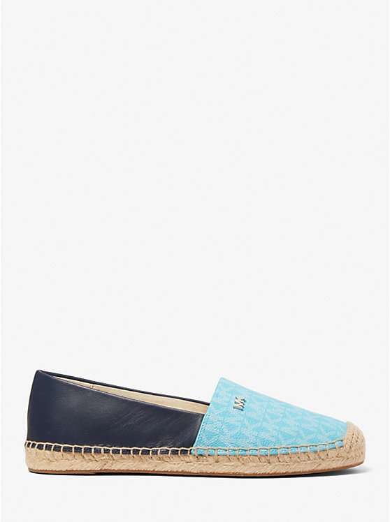 Női Michael Kors Kendrick Logo and Leather Slip-On Espadrille Lapos Cipő Kék | HU1694KOS