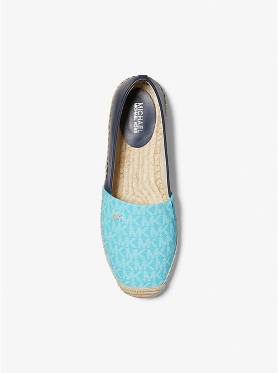 Női Michael Kors Kendrick Logo and Leather Slip-On Espadrille Lapos Cipő Kék | HU1694KOS