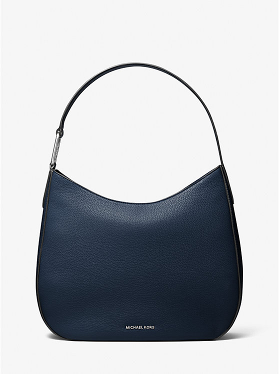 Női Michael Kors Kensington Large Pebbled Leather Hobo Válltáska Sötétkék | HU1224ZUQ