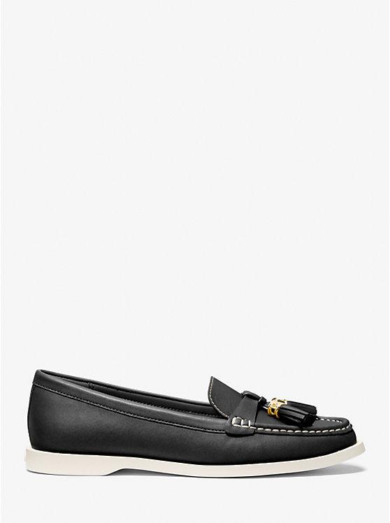 Női Michael Kors Kiernan Leather Loafers Fekete | HU1709EBM