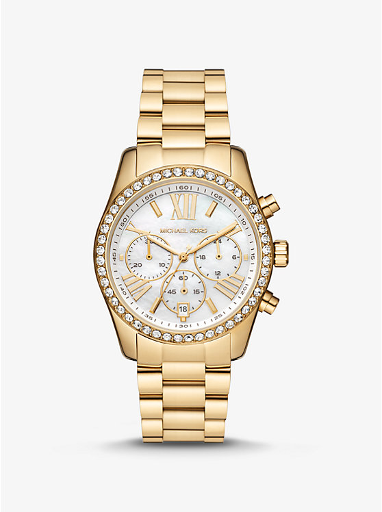 Női Michael Kors Lexington Pavé Gold-Tone Óra Arany | HU1591JPJ