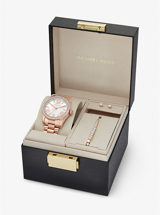 Női Michael Kors Lexington Pavé Rose Gold-Tone and Jewelry Gift Set Óra Rózsaszín Arany | HU1593GSL