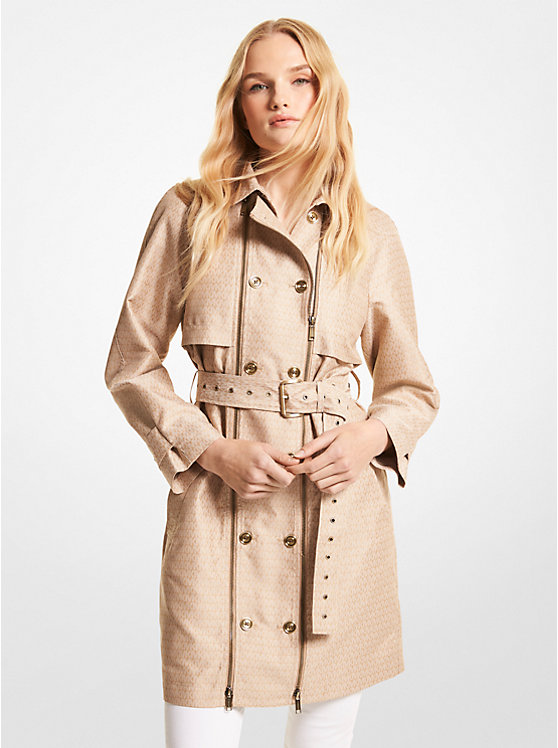 Női Michael Kors Logo Jacquard Double-Zip Trench Coat Kabát Khaki | HU1389AHR