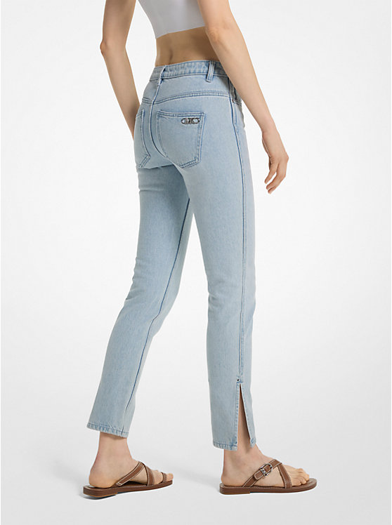 Női Michael Kors Low-Rise Denim Split-Hem Farmernadrág Kék Világoskék | HU1420XYI