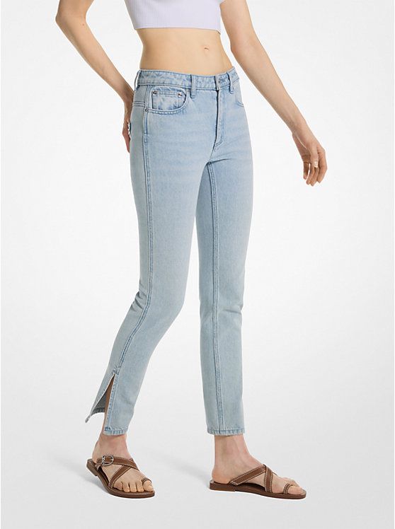 Női Michael Kors Low-Rise Denim Split-Hem Farmernadrág Kék Világoskék | HU1420XYI