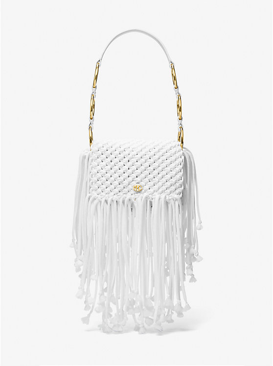 Női Michael Kors Marissa Medium Hand-Woven Macramé Válltáska Fehér | HU1227JPR