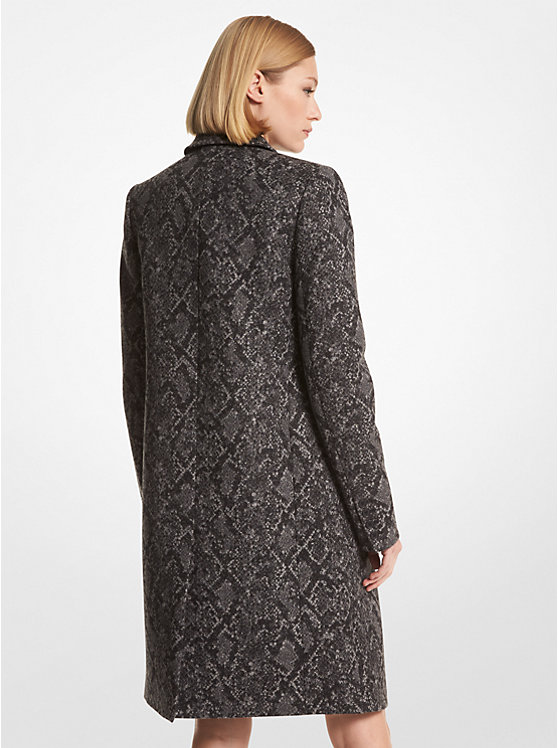 Női Michael Kors Metallic Snake Jacquard Coat Kabát BLACK/SILVER | HU1393UZI