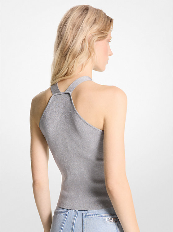 Női Michael Kors Metallic Stretch Knit Cutout Halter Tank Trikó Titán | HU1480BEF