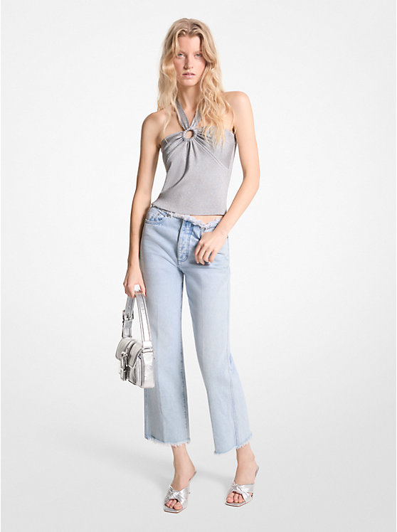 Női Michael Kors Metallic Stretch Knit Cutout Halter Tank Trikó Titán | HU1480BEF