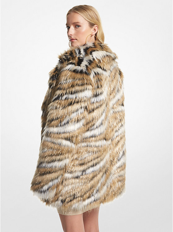 Női Michael Kors Metallic Tiger Jacquard Faux Fur Coat Kabát Khaki | HU1394YXO