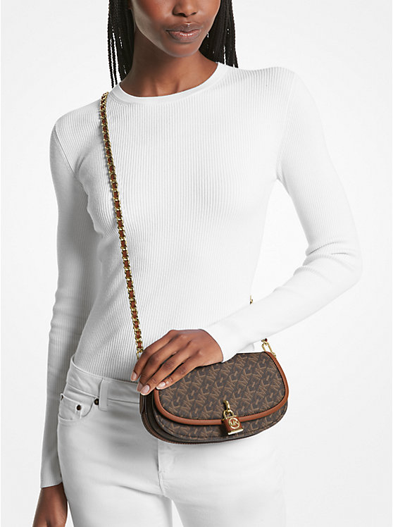 Női Michael Kors Mila Small Empire Signature Logo Crossbody Táska BROWN/LUGGAGE | HU1121LIY