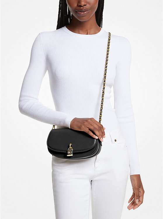 Női Michael Kors Mila Small Leather Crossbody Táska Fekete | HU1122KOU