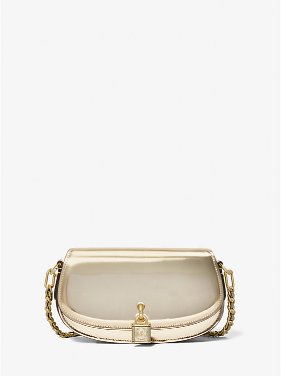 Női Michael Kors Mila Small Metallic Leather Crossbody Táska Arany | HU1123JPI