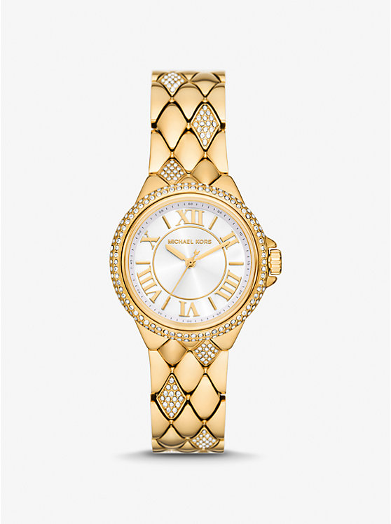 Női Michael Kors Mini Camille Pavé Gold-Tone Óra Arany | HU1597AHV