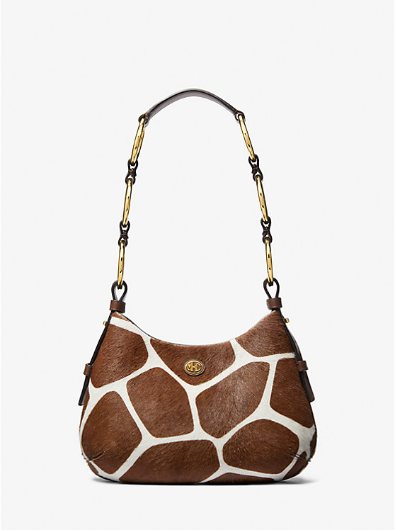 Női Michael Kors Mini Giraffe Print Calf Hair Hobo Válltáska Fehér | HU1228HAT