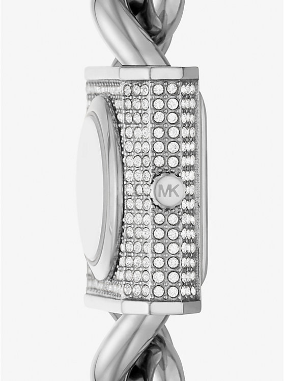 Női Michael Kors Mini Lock Pavé Silver-Tone Chain Óra Titán | HU1609WNI