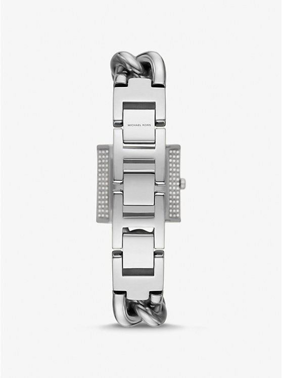 Női Michael Kors Mini Lock Pavé Silver-Tone Chain Óra Titán | HU1609WNI