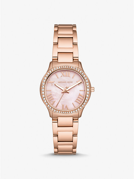 Női Michael Kors Mini Sage Pavé Rose Gold-Tone Óra Rózsaszín Arany | HU1611RVP