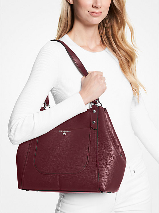 Női Michael Kors Molly Large Pebbled Leather Válltáska MERLOT | HU1229GSY