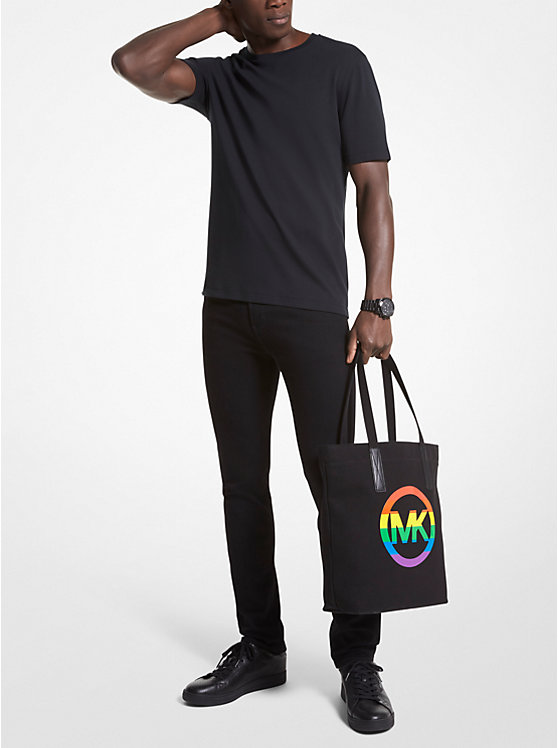 Női Michael Kors PRIDE Rainbow Logo Cotton Tote Fekete | HU1267BEJ