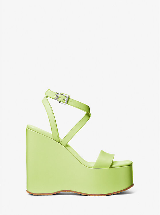 Női Michael Kors Paola Leather Wedge Szandál BRT LIMEADE | HU1938LID